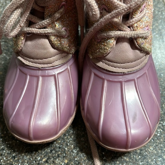 Pre-owned ADRIENNE VITTADINI BAMBINI TODDLER 9 PINK GLITTER DUCK BOOTS - Picture 4 of 15